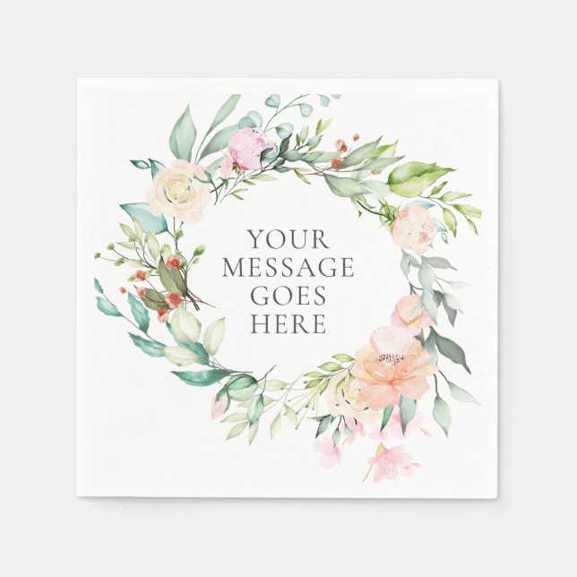 Personalised Rose Garland Floral Napkin (Front)