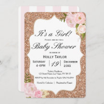 Personalised Rose Gold Baby Shower Invitation
