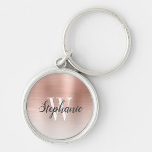 Personalised Rose Gold Brushed Metal Monogram Key Ring