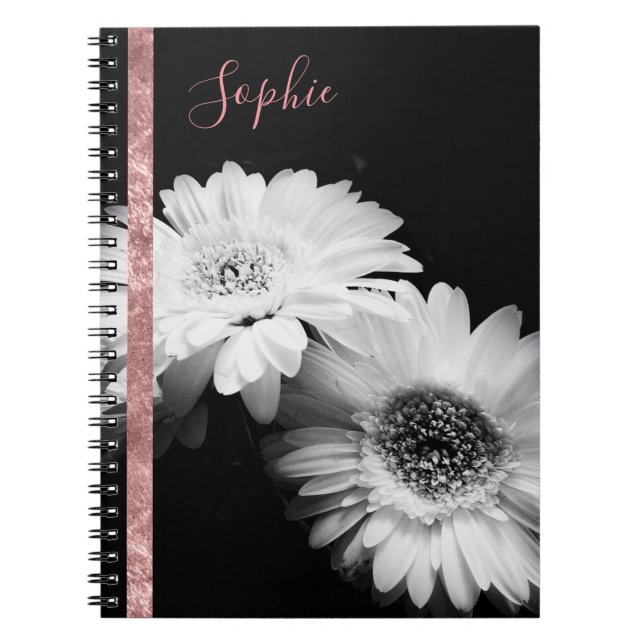 Personalised Rose Gold Daisy Notebook (Front)