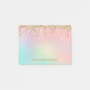 Personalised Rose Gold Dripping Glitter  Post-it Notes
