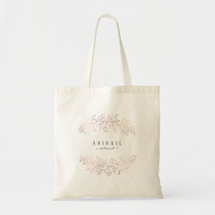 Personalised rose gold elegant botanical foliage tote bag