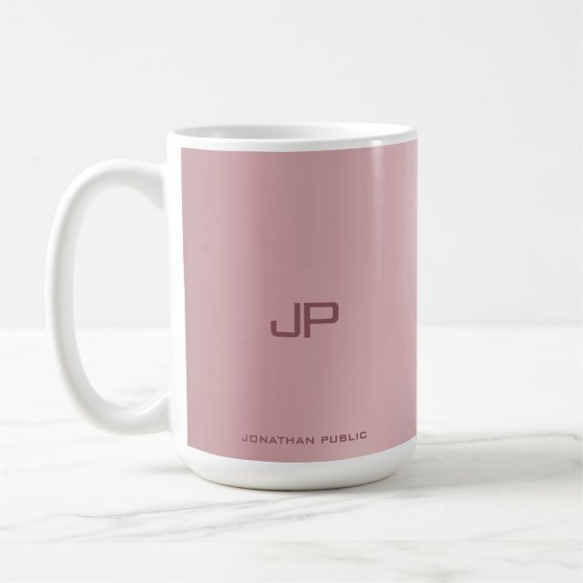 Personalised Rose Gold Elegant Monogram Classic Coffee Mug (Left)