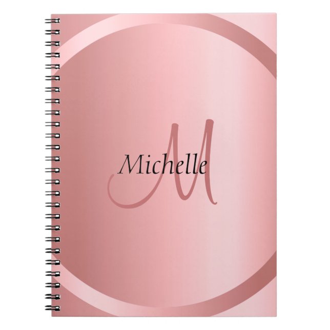 Personalised Rose Gold Elegant Monogram Notebook (Front)