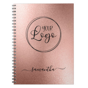 Personalised Rose Gold Foil Look Logo Notebook