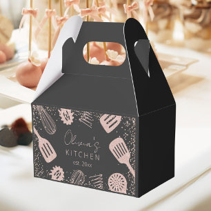 Personalised Rose Gold Glitter Cooking Tools Favour Box