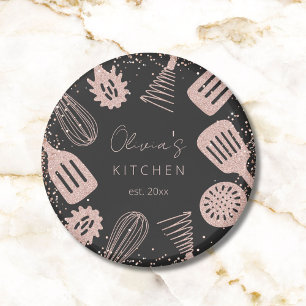 Personalised Rose Gold Glitter Cooking Tools Magnet