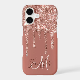 Personalised Rose Gold Glitter Drips Girly Luxury