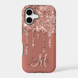 Personalised Rose Gold Glitter Drips Girly Luxury