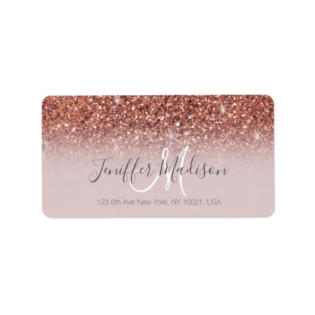 Personalised Rose Gold Glitter Drips Girly Luxury  Label (Front)
