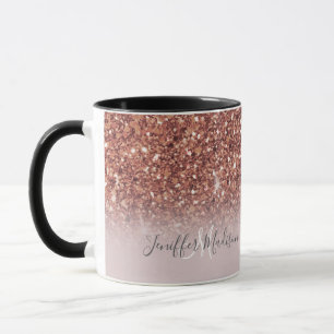 Personalised Rose Gold Glitter Drips Girly Luxury  Mug