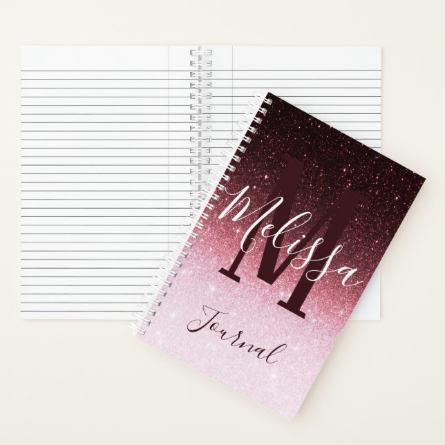 Personalised rose gold glitter gradient journal (Inside)
