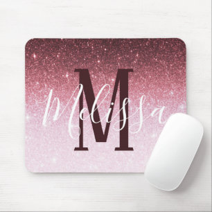 Personalised rose gold glitter gradient mouse pad
