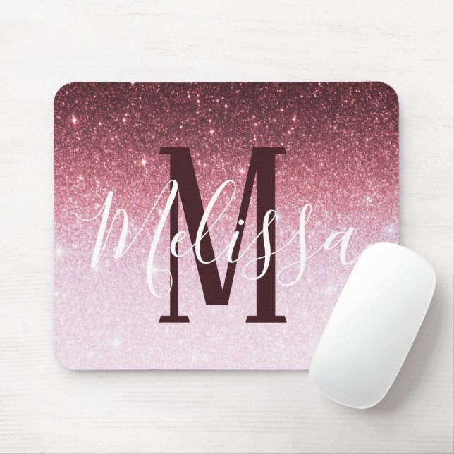 Personalised rose gold glitter gradient mouse pad (With Mouse)