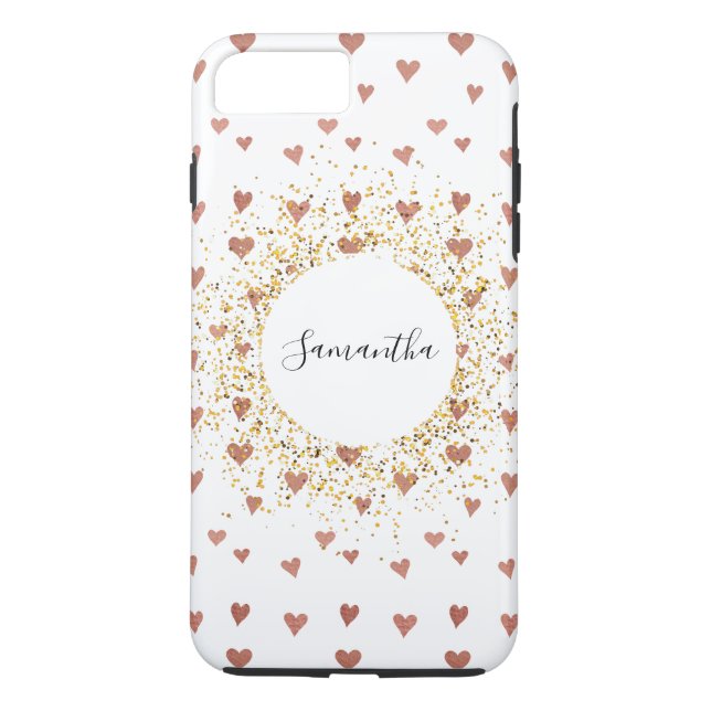 Personalised Rose Gold Glitter Heart iPhone Case (Back)