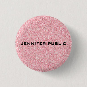 Personalised Rose Gold Glitter Look Template 3 Cm Round Badge