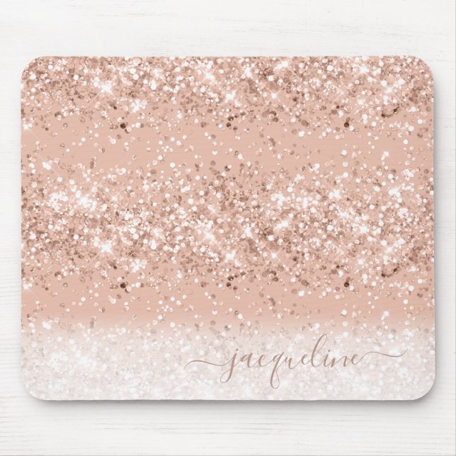 Personalised Rose Gold Glitter Mouse Pad (Front)