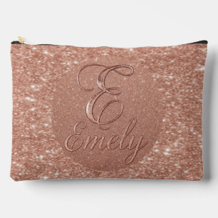 Personalised Rose Gold Glitter Name Design – Emely Accessory Pouch