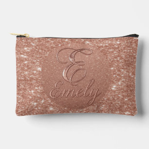 Personalised Rose Gold Glitter Name Design – Emely Accessory Pouch
