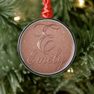 Personalised Rose Gold Glitter Name Design – Emely Metal Ornament