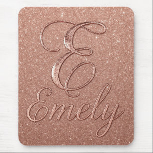Personalised Rose Gold Glitter Name Design – Emely Mouse Pad