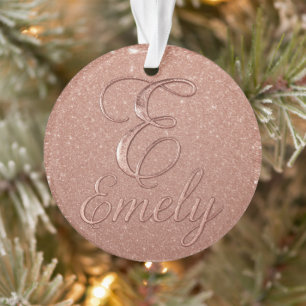 Personalised Rose Gold Glitter Name Design – Emely Ornament