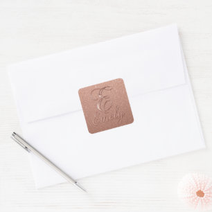Personalised Rose Gold Glitter Name Design – Emely Square Sticker