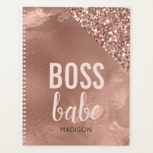 Personalised Rose Gold Glitter   Pink  Boss Babe Planner