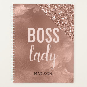 Personalised Rose Gold Glitter   Pink  Boss Lady Planner