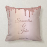 Personalised Rose Gold Glitter Sparkle, Dripping g Cushion<br><div class="desc">Personalised Rose Gold Glitter Sparkle,  Dripping glitter,  blush background,  and fully customisable Wedding Pillow for the Wedding ceremony,  ring bearer or kneeling.</div>