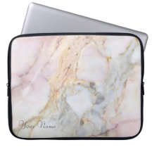 Personalised Rose Gold Grey Marble Laptop Case