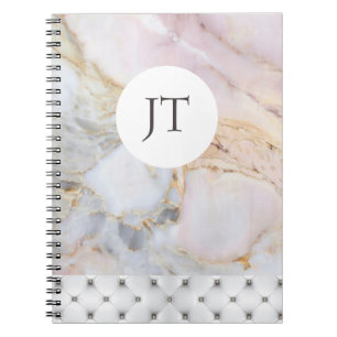 Personalised Rose Gold Grey Marble Notebook