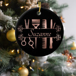 Personalised Rose Gold hair Stylist Hairdresser Ceramic Ornament<br><div class="desc">This design may be personalised in the area provided by changing the photo and/or text. Or it can be customised by choosing the click to customise further option and delete or change the colour of the background, add text, change the text colour or style, or delete the text for an...</div>