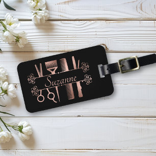 Personalised Rose Gold hair Stylist Hairdresser  Luggage Tag