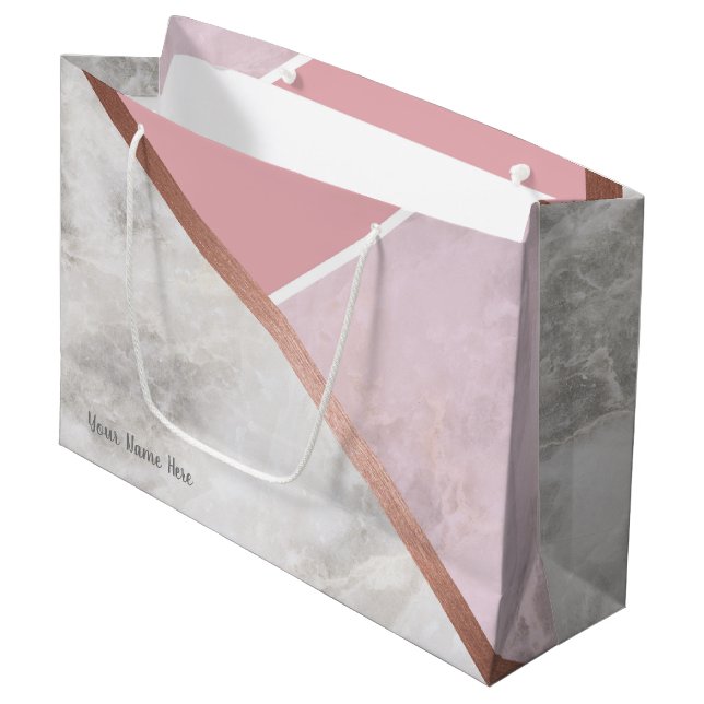 Personalised Rose Gold Large Giftbag Gift Bag (Front Angled)