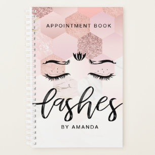 Personalised Rose Gold Lashes Appointment Book Planner