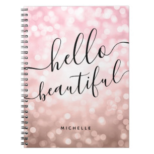 Personalised Rose Gold Lights "Hello Beautiful" Notebook
