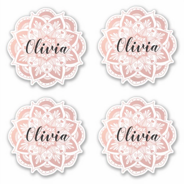 Personalised Rose Gold Mandala Custom Name (Front)