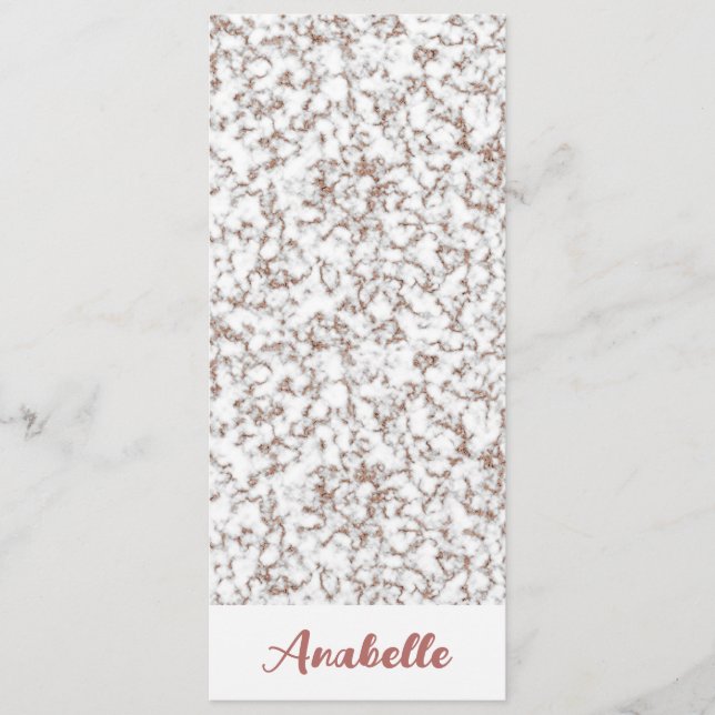 Personalised Rose Gold Marble Bookmark (Front)
