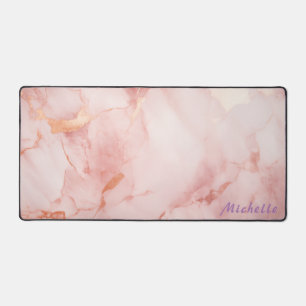 Personalised Rose Gold Marble Desk Mat