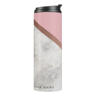 Personalised Rose Gold Marble Effect Travel Mug