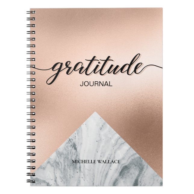 Personalised Rose gold Marble Gratitude Journal (Front)