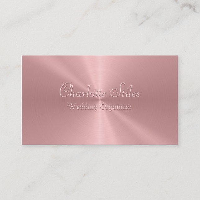 Personalised Rose Gold Metallic Radial Texture Business Card (Front)