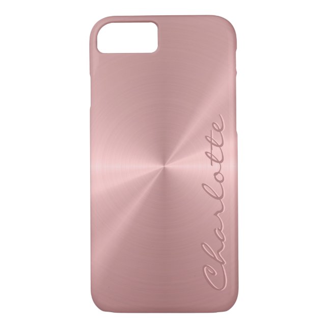 Personalised Rose Gold Metallic Radial Texture Case-Mate iPhone Case (Back)