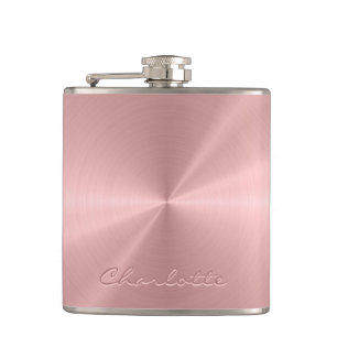 Personalised Rose Gold Metallic Radial Texture Hip Flask