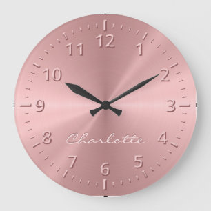 Personalised Rose Gold Metallic Radial Texture Large Clock