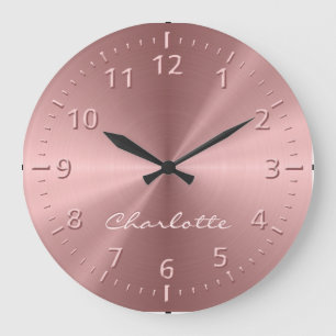 Personalised Rose Gold Metallic Radial Texture Large Clock