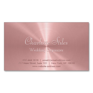 Personalised Rose Gold Metallic Radial Texture Magnetic Business Card