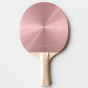 Personalised Rose Gold Metallic Radial Texture Ping Pong Paddle