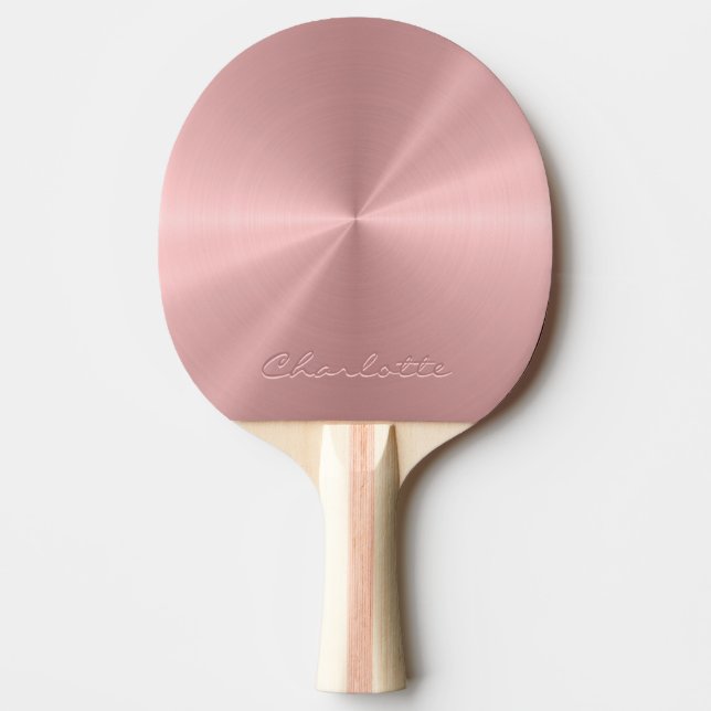 Personalised Rose Gold Metallic Radial Texture Ping Pong Paddle (Front)